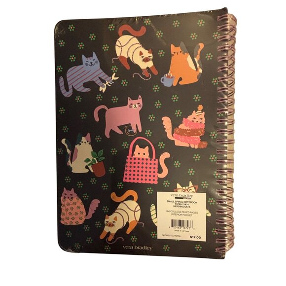 Vera Bradley Small Spiral Notebook Herding Cats 160 Sheets Interior Pocket NEW i - Picture 2 of 4